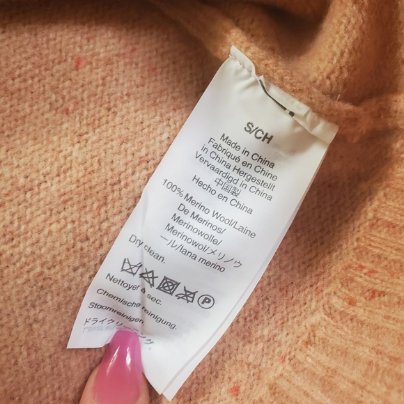 Madewell NWT 100% Merino Wool Pink Speckle Button Front Cardigan - Picture 4 of 5